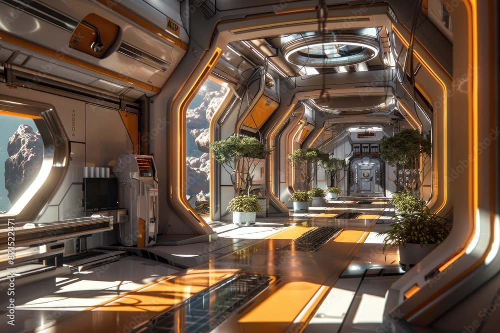 Futuristic space station interior Futuristic space station interior