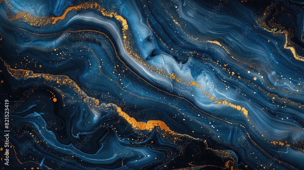Abstract black and blue marble background with golden lines, liquid art painting in the style of watercolor, lightblue tones, gold elements. Abstract black and blue marble background with golden lines, liquid art painting in the style of watercolor, lightblue tones, gold elements.