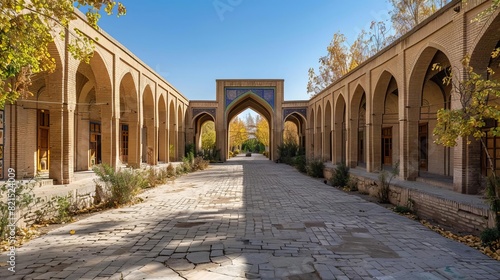 A historic Silk Road caravanserai where travelers rest and trade goods,