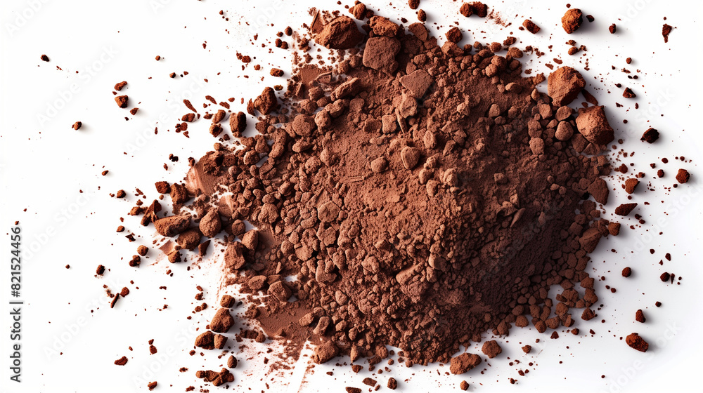 brown chocolate powder on white background brown chocolate powder on white background