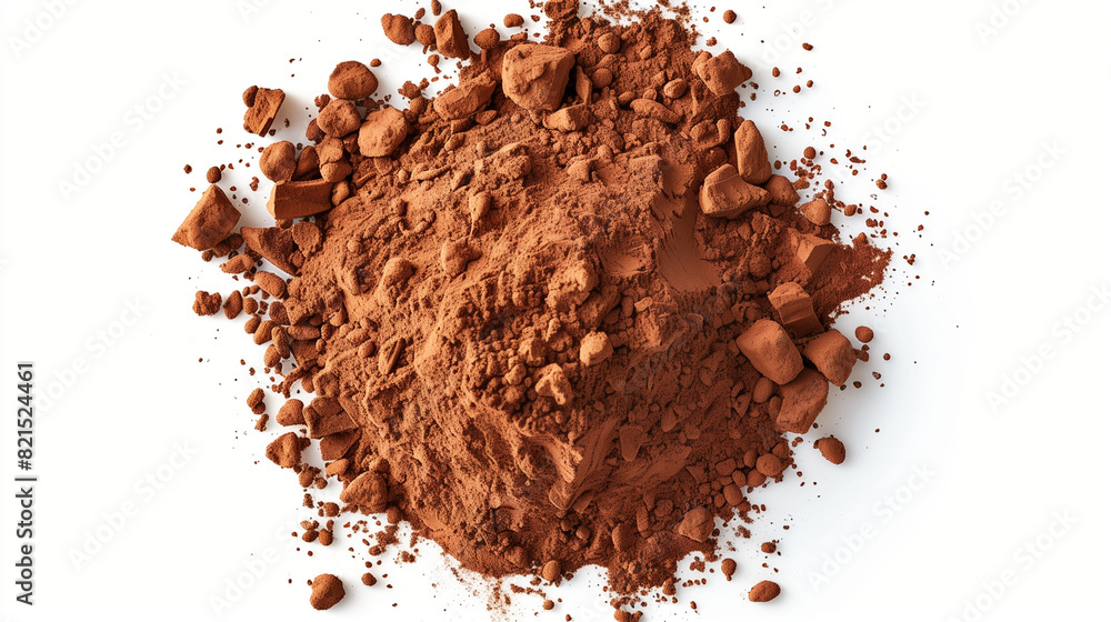 brown cocoa powder isolated on white brown cocoa powder isolated on white