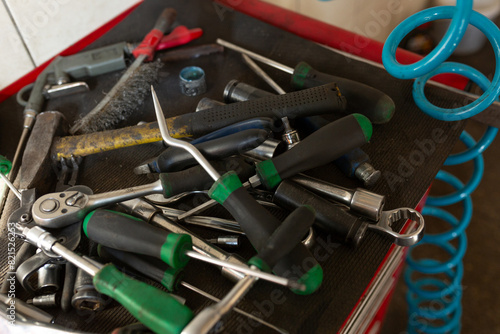mechanic tools for car repair. tool, screwdriver, wrench
