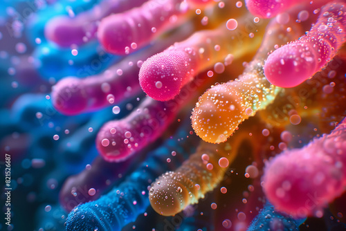 abstract bacteria in various shapes colorful background