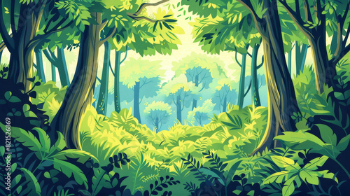 Endless layers of trees meld into a deep green forest vista.