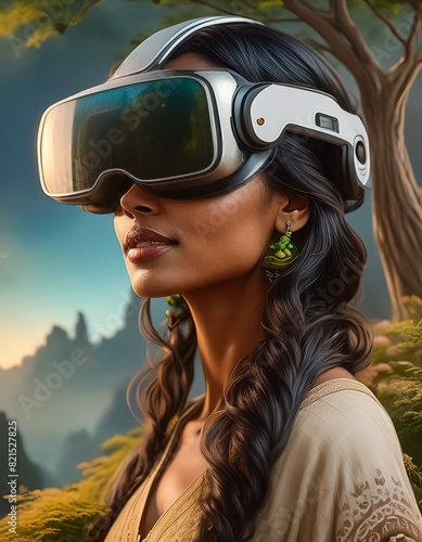 mujer con visor de realidad virtual (ilustración 4)