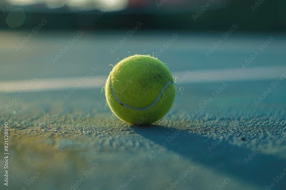 Tennis ball on tennis court background