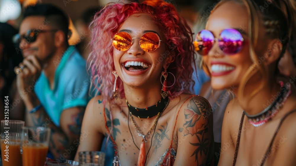 LGBTQA+ , LGBT : A group of people enjoying a drag brunch, laughing and celebrating with delicious food and performances. LGBTQA+ , LGBT : A group of people enjoying a drag brunch, laughing and celebrating with delicious food and performances.