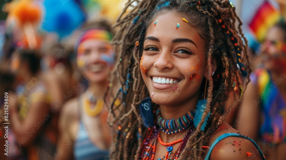 LGBTQA+ , LGBT : A person with a transgender flag draped around their shoulders, smiling proudly at a Pride celebration. LGBTQA+ , LGBT : A person with a transgender flag draped around their shoulders, smiling proudly at a Pride celebration.