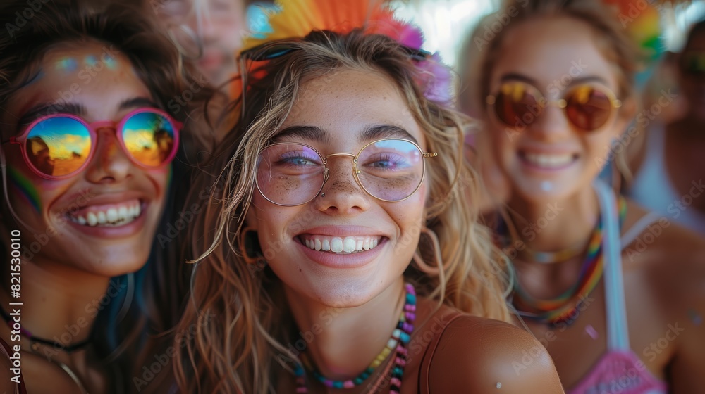 LGBTQA+ , LGBT : A group of allies marching in a Pride parade, holding signs that promote equality and acceptance. LGBTQA+ , LGBT : A group of allies marching in a Pride parade, holding signs that promote equality and acceptance.