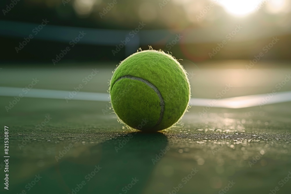 A tennis ball and tennis court