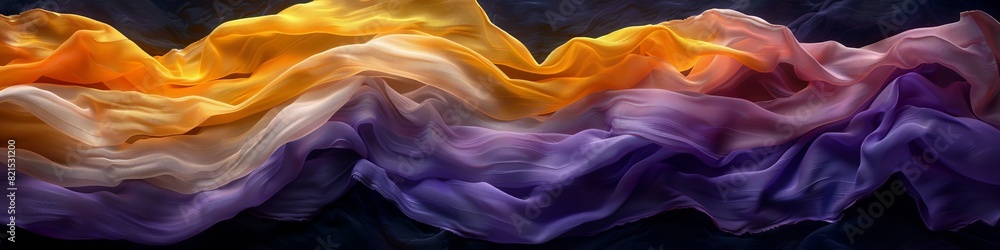 The non-binary flag stripes in colors of yellow, white, purple and black, The non-binary flag stripes in colors of yellow, white, purple and black,