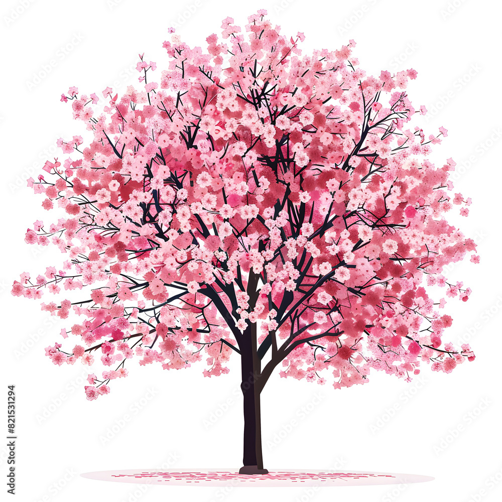 Fototapeta premium Vector illustration of a cherry tree on a white background. Suitable for crafting and digital design projects.[A-0003]