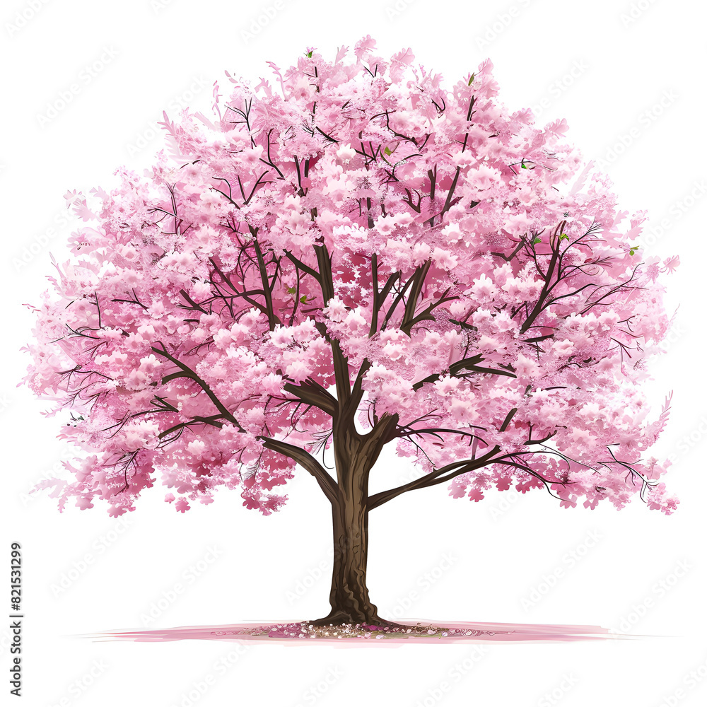 Obraz premium Vector illustration of a cherry tree on a white background. Suitable for crafting and digital design projects.[A-0002]