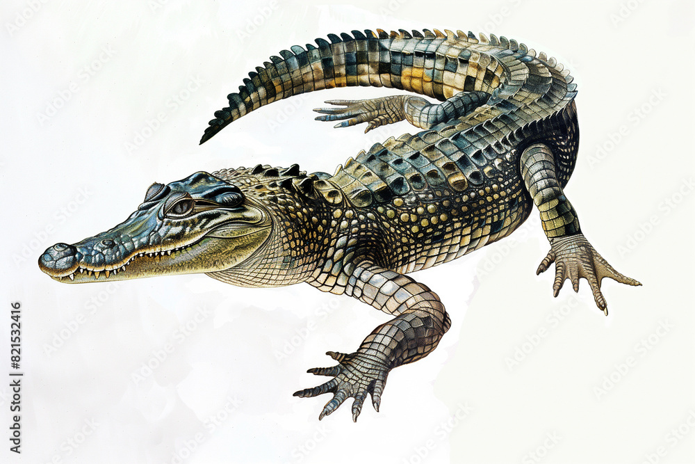 Naklejka premium crocodile vintage drawing illustration artwork