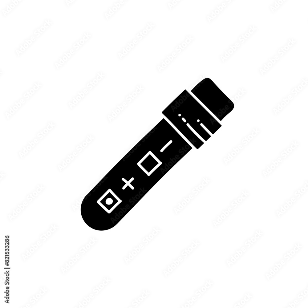 Lab testing tube with positive and negative result black hand drawn icon Lab testing tube with positive and negative result black hand drawn icon