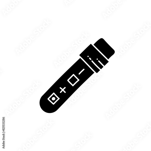 Lab testing tube with positive and negative result black hand drawn icon