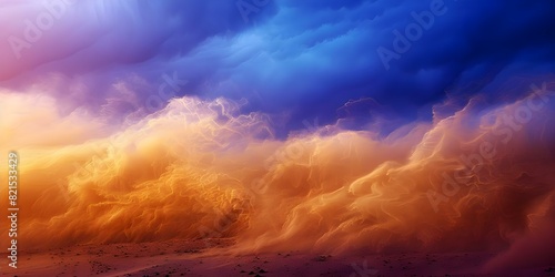 Dust Storm Closeup: A Visual Representation of Desertification Due to Global Warming. Concept Global Warming, Desertification, Dust Storm, Environmental Impact, Visual Representation