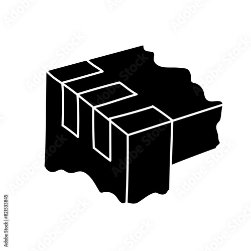 Wood finger joint black hand drawn icon