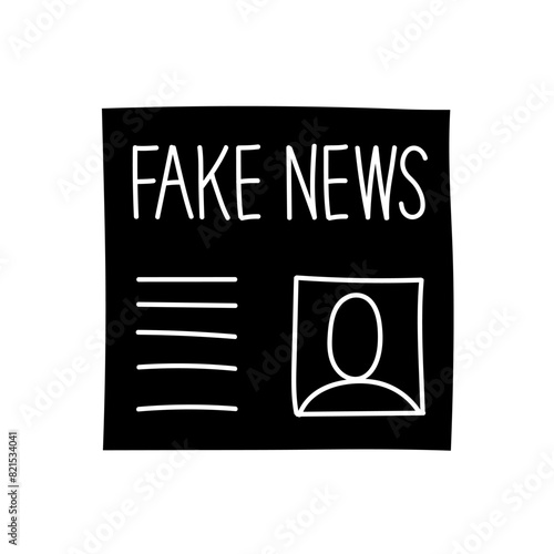 Fake news newspaper black hand drawn icon