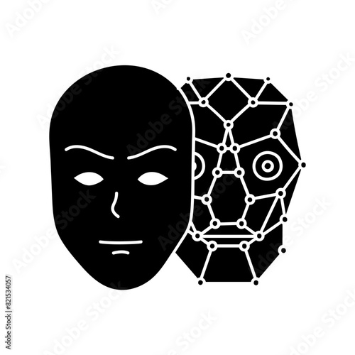 Deep fake icon face swap black hand drawn icon