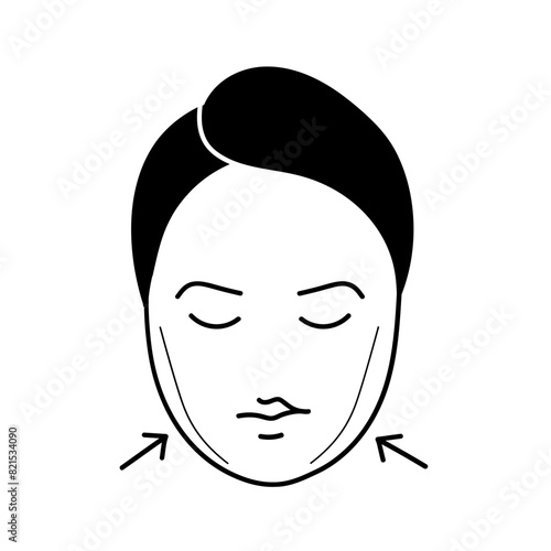 Women beauty face plastic surgery cheeks augmentation black hand drawn icon