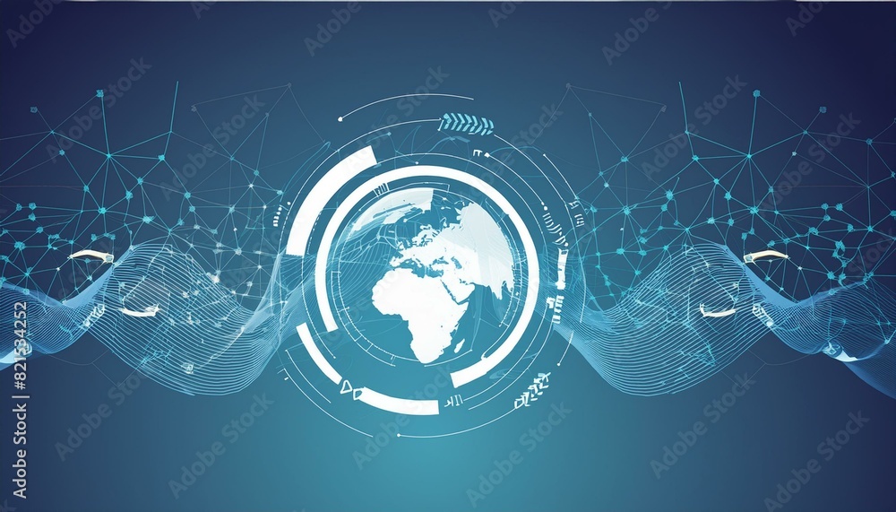 Obraz premium High tech network graph showing global business connections investment flows with digital nodes and links