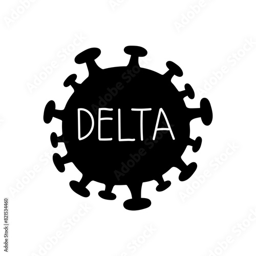 Delta variant coronavirus black hand drawn icon