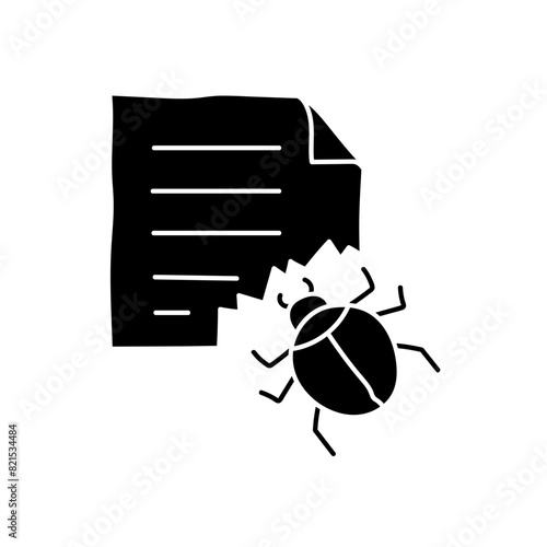 Computer bug black hand drawn icon