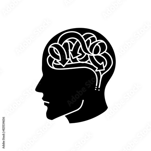 Mental health human brain black hand drawn icon