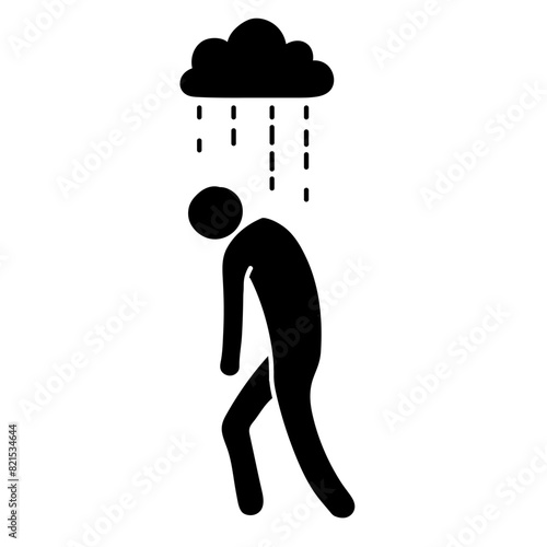 Mental health icon depression black hand drawn icon