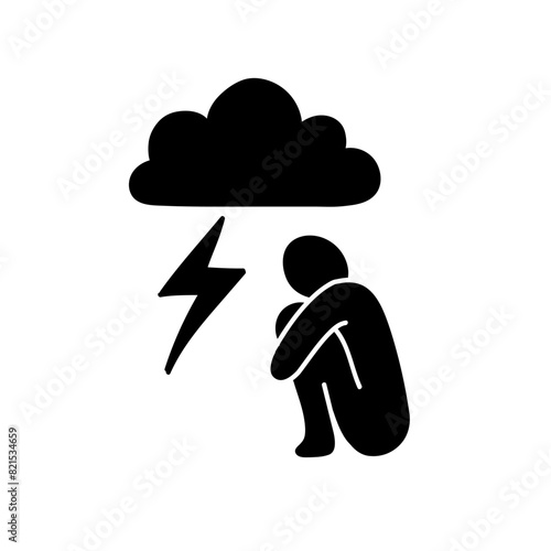 Mental health icon depression black hand drawn icon