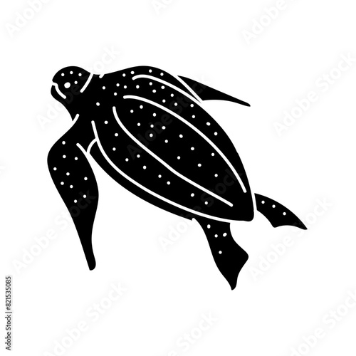 Leatherback sea turtle black hand drawn icon