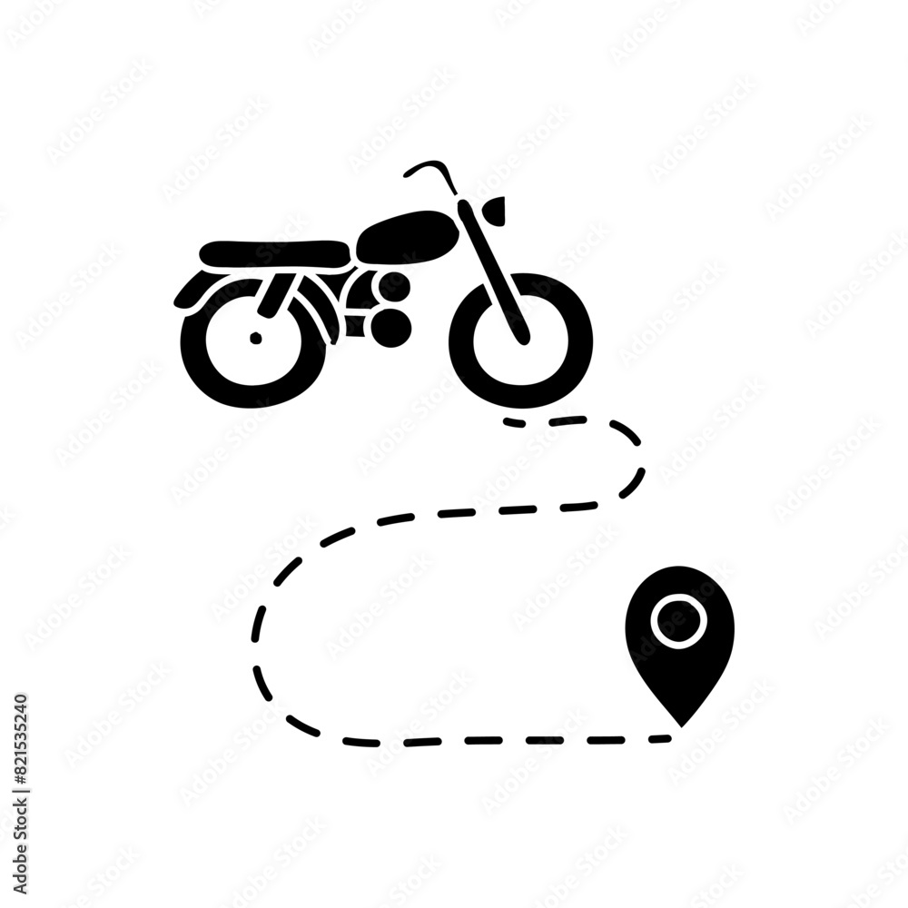black hand drawn icon map motorcycle route black hand drawn icon map motorcycle route