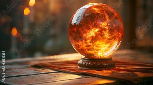 A mystical crystal ball showing visions of a future prophecy,