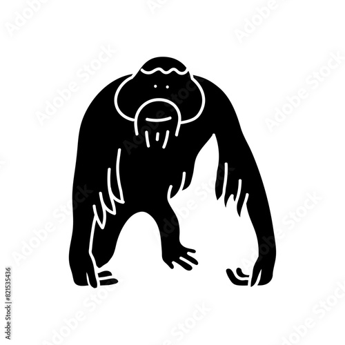 black hand drawn icon orangutan