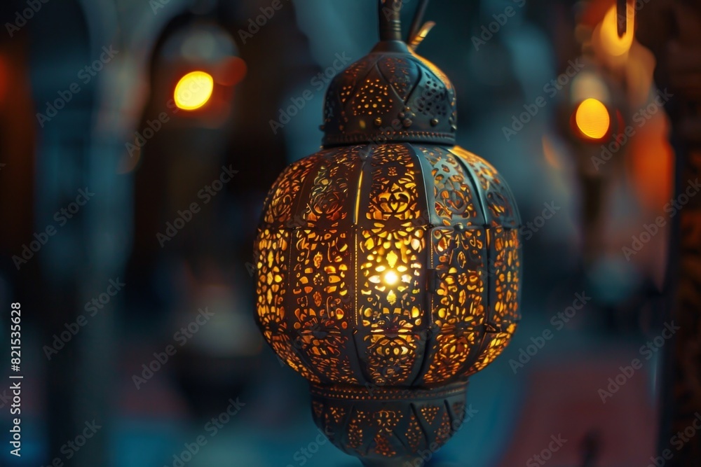 The Muslim feast of the holy month of Ramadan Kareem. Beautiful background with a shining lantern Fanus. Free space for your text. The Muslim feast of the holy month of Ramadan Kareem. Beautiful background with a shining lantern Fanus. Free space for your text.