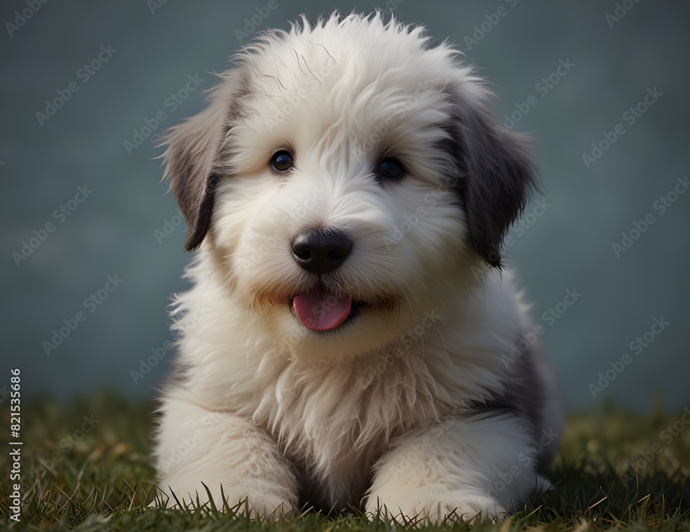 Old English Sheepdog puppy, generative AI Old English Sheepdog puppy, generative AI