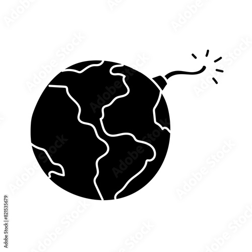 Explosive earth black hand drawn icon