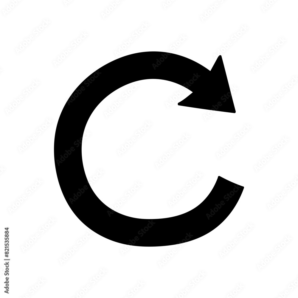 Clockwise rotating arrow black hand drawn icon Clockwise rotating arrow black hand drawn icon