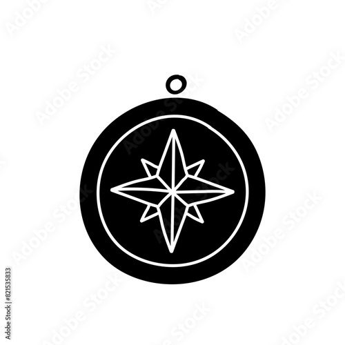 Vintage compass black hand drawn icon