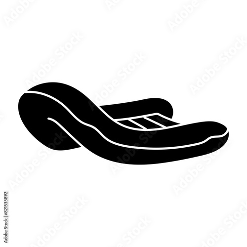 Rubber dinghy black hand drawn icon