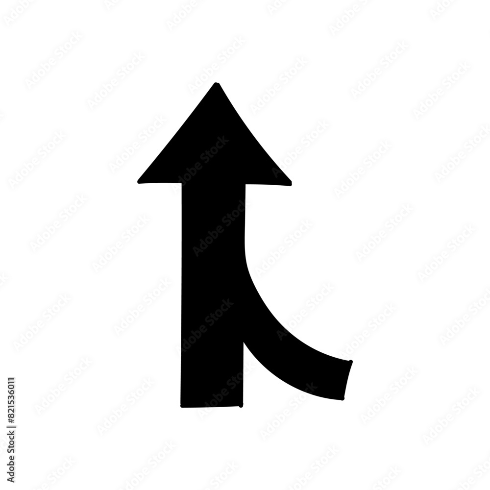 Merging arrows road sign black hand drawn icon