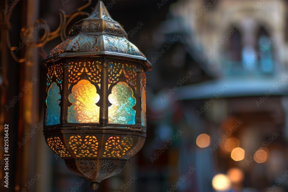 The Muslim feast of the holy month of Ramadan Kareem. Beautiful background with a shining lantern Fanus. Free space for your text. The Muslim feast of the holy month of Ramadan Kareem. Beautiful background with a shining lantern Fanus. Free space for your text.