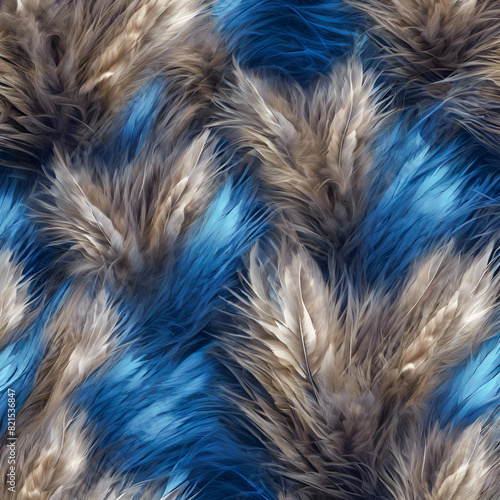 Abstract colorful nature texture background of feathers and grass in sapphire blue and grays