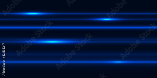 Abstract blue beam background with horizontal glowing line.Futuristic glowing motion speed background.Vector illustration.