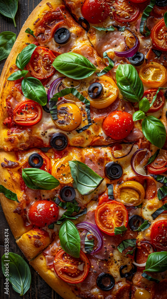 Top View of Fresh Veggie Pizza: Vibrant and Healthy AI-Generated Image Top View of Fresh Veggie Pizza: Vibrant and Healthy AI-Generated Image