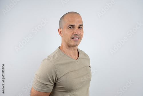 Caucasian, Brazilian man, 48 years old, in the studio showing emotions_25.
