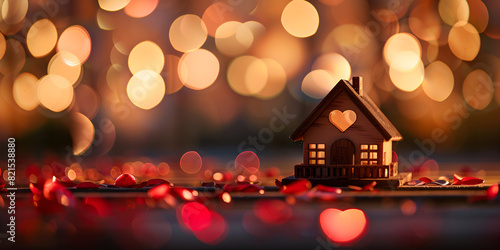  decoration at home. Xmas and New Year celebration for party on holiday. Adorable miniature home with heartfelt detail.  