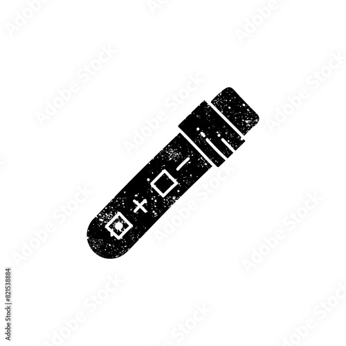 Lab testing tube with positive and negative result black hand drawn icon in grunge look