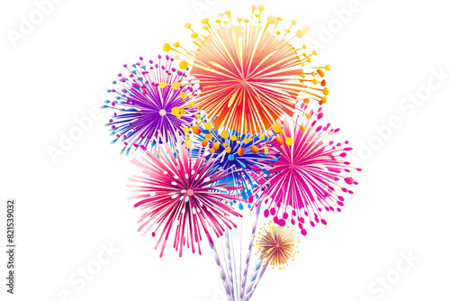 A vibrant fireworks emoji bursting against a backdrop of pure white  symbolizing celebration  excitement  and joyous occasions. solid white background